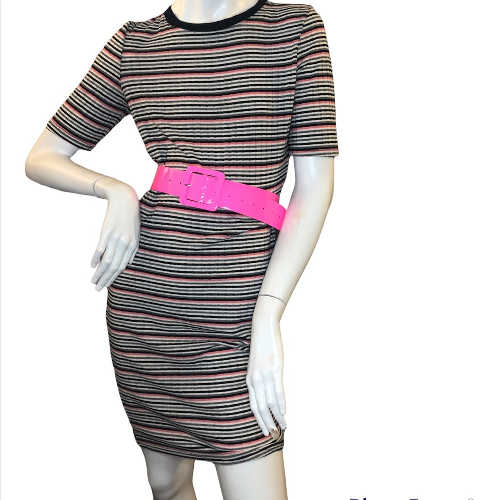 Striped jersey knitted dress
